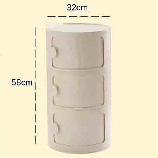 Bedside Table with Drawers Small Round Side Table Storage Cabinet Plastic Side Cabinet Nightstand for Bedroom Living Room