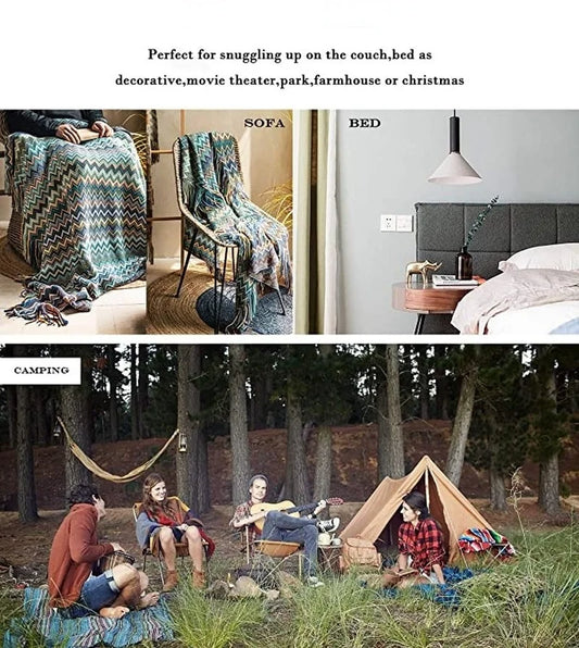 Bohemian Knitted Throw Blankets with Tassels Blankets for Bed Sofa Decorative Blanket Soft Warm Blanket Bedspread Home Decor