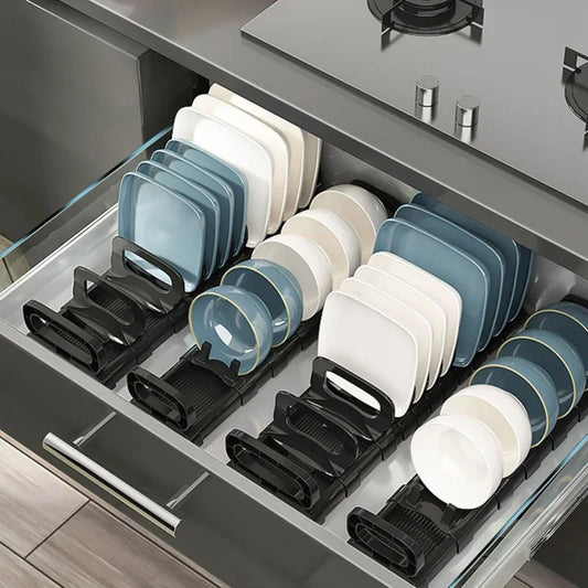 Kitchen Cabinet Dish Storage Rack Drawer Built-in Dish Drain Rack Plate Divider Storage Rack Kitchen Accessories Organizer
