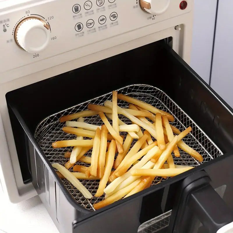 3-piece Stainless Steel Air Fryer Accessory Set - Square Fries and Grilling Rack for Kitchen Dining, Air Fryer Rack