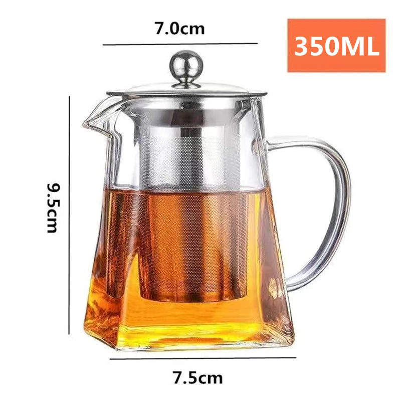 Heat Resistant Glass Teapot with Infuser Tea Kettle Tea Set Samovar Teaware For Loose Tea Home Kitchen Dining Bar