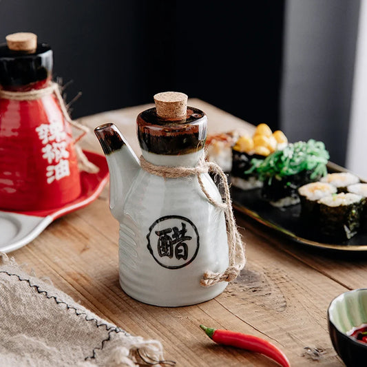 Black Japanese Style Ceramic Soy Sauce Bottle Kitchen Dining Accessories Home Seasoning Tools Oil Dispenser Condiment Holder