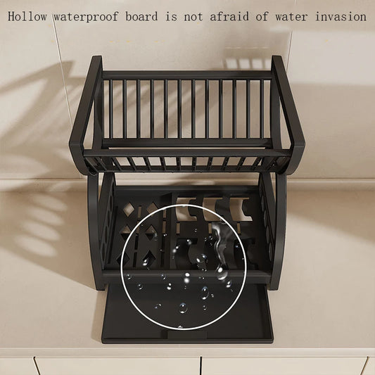 Kitchen Utensil Storage Rack, Desktop Double-Layer Dish Storage Rack, Kitchen Drain Rack That Saves Storage Space