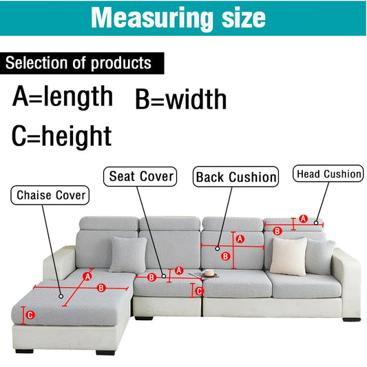 Jacquard Sofa Slipcover Ribbed Pattern Seat Cushion Cover Elastic Furniture Protector Sofa Covers for Living Room Bedroom 1PC