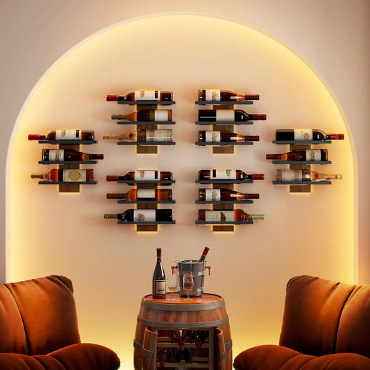3-Tier Wall Mount Wine Rack,Wall Mounted Wine Bottle Racks for Display and Storage,Hanging Bottle Holder,for Living,Dining Room