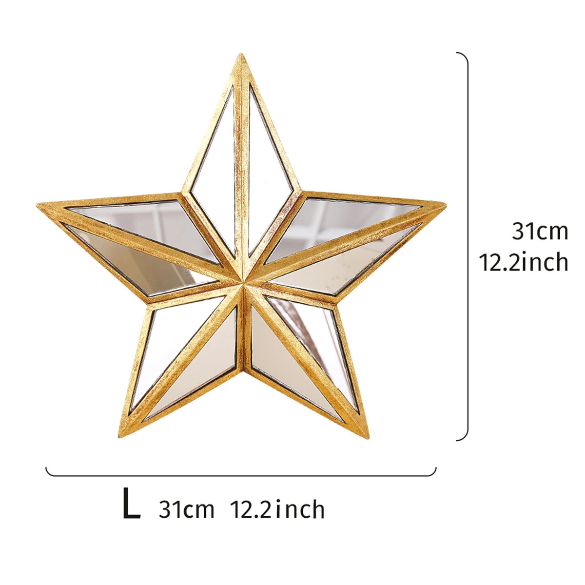 1PC, retro five-pointed star resin material glass mirror wall decoration hanging