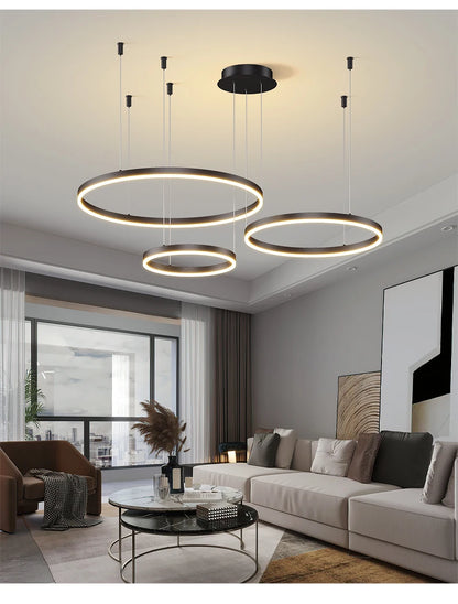 Modern Led Ceiling Chandelier Circular Ring Chandelier Living Bedroom Dining Room Lighting Home Indoor Lighting Decor Chandelier
