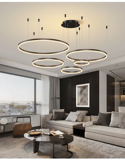 Modern Led Ceiling Chandelier Circular Ring Chandelier Living Bedroom Dining Room Lighting Home Indoor Lighting Decor Chandelier
