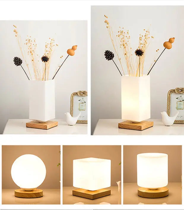 Bedroom Beside Table Lights Decorative Led Indoor Modern Living Room Study Home Lamps Glass Japan Decoration Simple Lighting