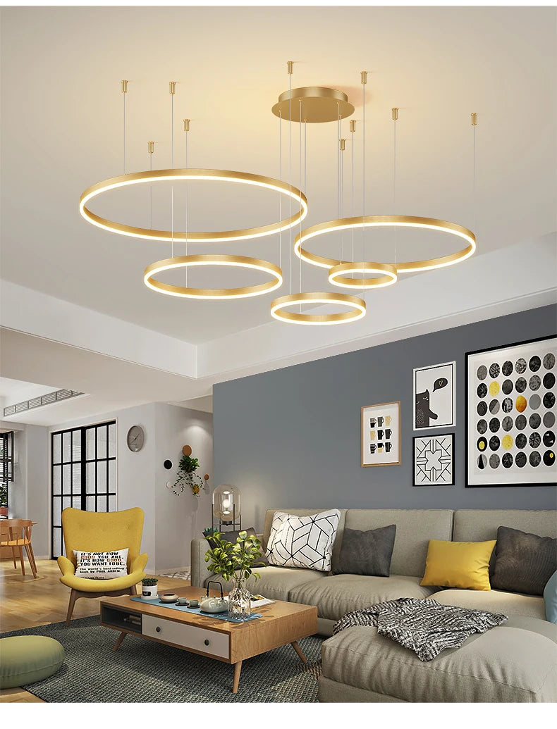 Modern Led Ceiling Chandelier Circular Ring Chandelier Living Bedroom Dining Room Lighting Home Indoor Lighting Decor Chandelier