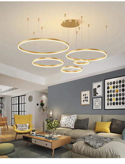Modern Led Ceiling Chandelier Circular Ring Chandelier Living Bedroom Dining Room Lighting Home Indoor Lighting Decor Chandelier