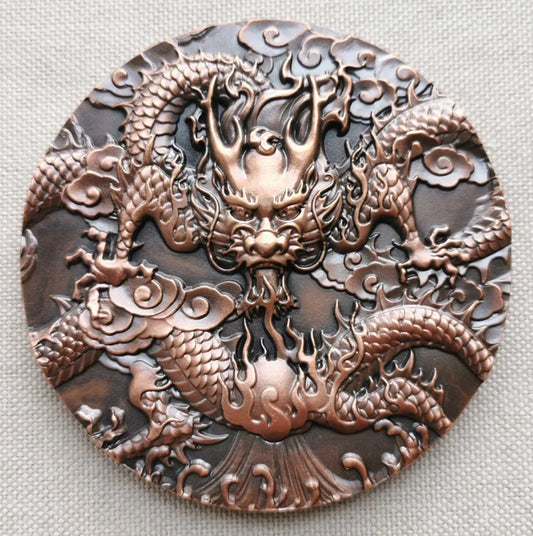 Bronze Dragon Medallion Imitation Ancient Bronze Cast Home Decor Ornament - Wall Art Vintage Style Metal Plaque