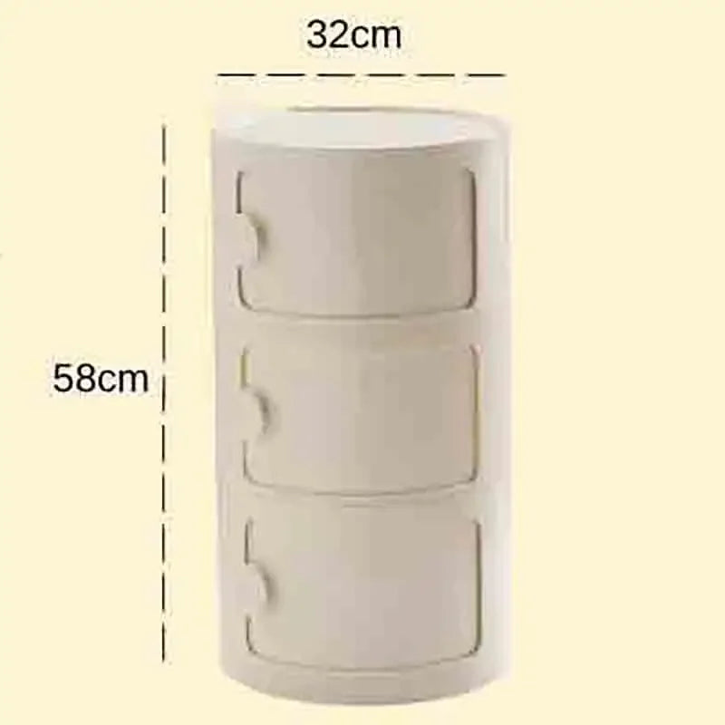 Bedside Table with Drawers Small Round Side Table Storage Cabinet Plastic Side Cabinet Nightstand for Bedroom Living Room