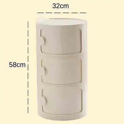 Bedside Table with Drawers Small Round Side Table Storage Cabinet Plastic Side Cabinet Nightstand for Bedroom Living Room