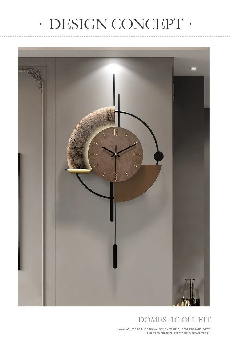 Living Room Wall-mounted Clock TV Background Wall Decoration Porch Wall Clocks with LED Light Home Decoration