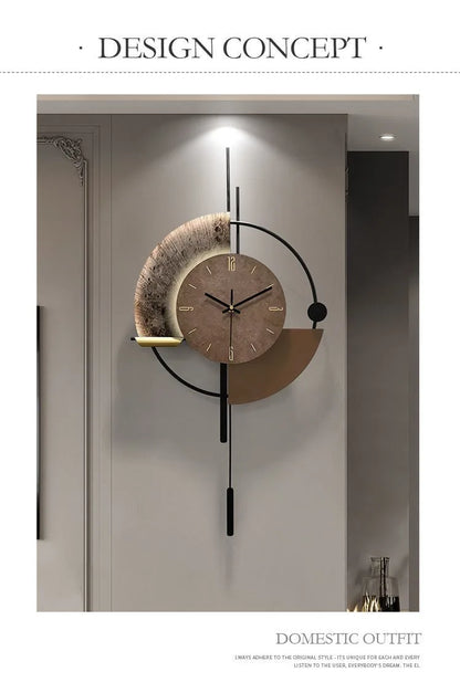 Living Room Wall-mounted Clock TV Background Wall Decoration Porch Wall Clocks with LED Light Home Decoration