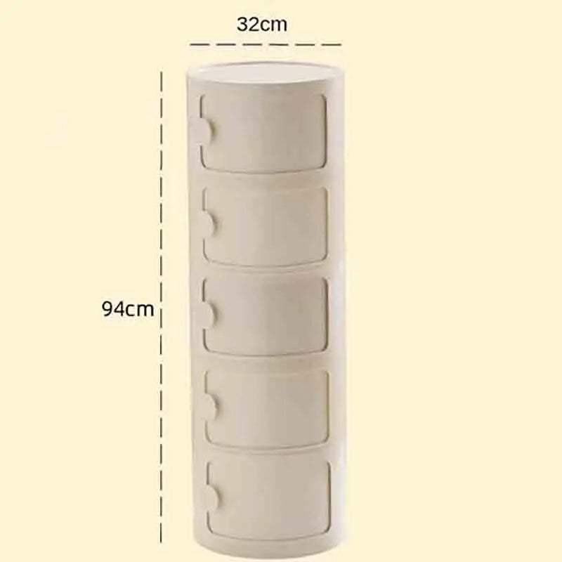 Bedside Table with Drawers Small Round Side Table Storage Cabinet Plastic Side Cabinet Nightstand for Bedroom Living Room