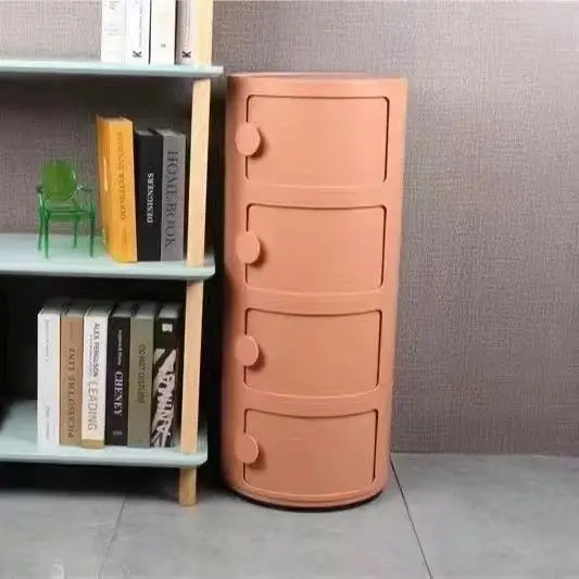 Bedside Table with Drawers Small Round Side Table Storage Cabinet Plastic Side Cabinet Nightstand for Bedroom Living Room