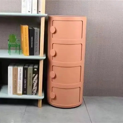 Bedside Table with Drawers Small Round Side Table Storage Cabinet Plastic Side Cabinet Nightstand for Bedroom Living Room
