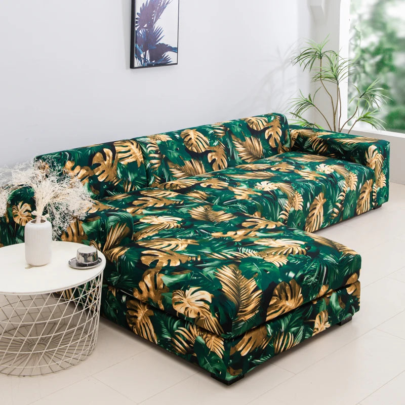 new style printed L shape sofa covers for living room sofa protector anti-dust elastic stretch covers for corner sofa cover