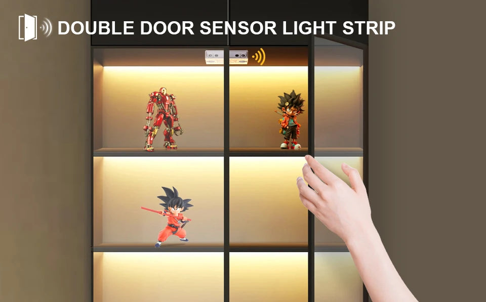 8mm Under Cabinet COB LED Strip Light Smart Door Sensor Switch for Bookcase Showcase Wardrobe  Closet Lighting Decor 1m-5m