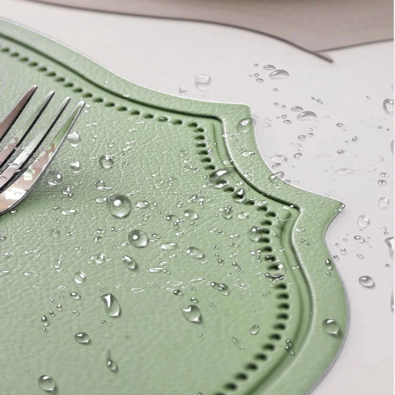 1/4/6PCS Oval Black Gift Placemats Indoor Faux Leather Kitchen Dining Table Pad Luxury Place Mat Tableware Cafe Pad 식탁매트