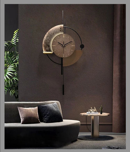 Living Room Wall-mounted Clock TV Background Wall Decoration Porch Wall Clocks with LED Light Home Decoration