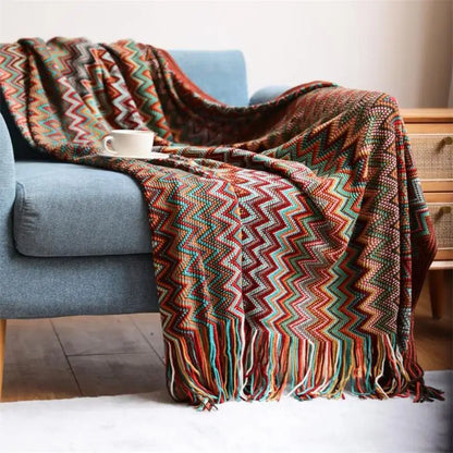 Bohemian Knitted Throw Blankets with Tassels Blankets for Bed Sofa Decorative Blanket Soft Warm Blanket Bedspread Home Decor