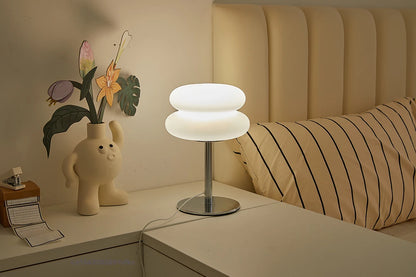 Bedroom bedside lamp creamy style table lamp USB plug tri color dimming living room study atmosphere light