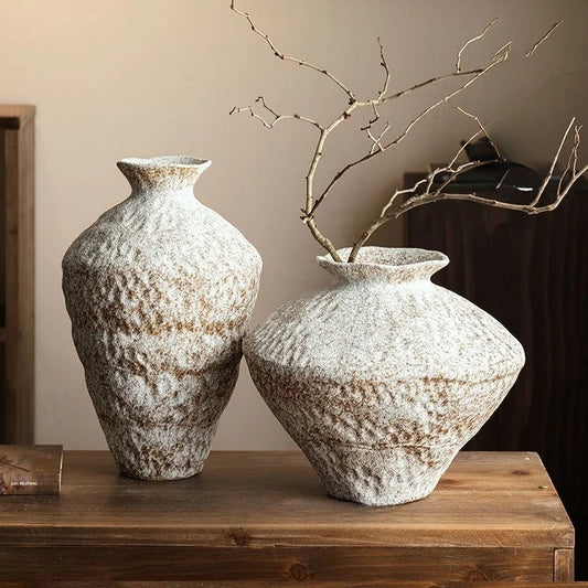 Ceramic Vase Wabi Sabi Style Vintage Vase for Home Decor, Zen Buddhist Decor, Oriental Flower Arrangement Vase for Living Room