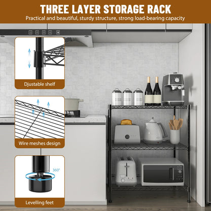 3/4/5 Tier Heavy Duty Shelving Units, Adjustable Metal Wire Storage Rack for Kitchen Garage Pantry Living Room Warehouse