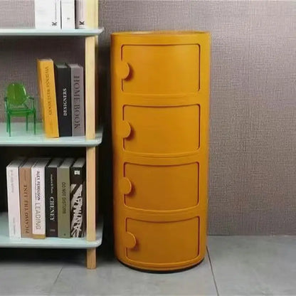Bedside Table with Drawers Small Round Side Table Storage Cabinet Plastic Side Cabinet Nightstand for Bedroom Living Room