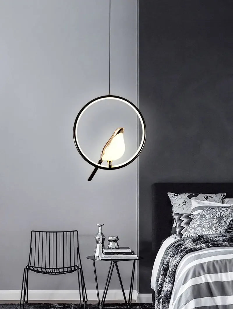 Magpie Pendant Lamp LED Living Room Bedroom Minimalist Elliptical Bedside Chandelier Restaurant Kitchen Circular Lighting Decor