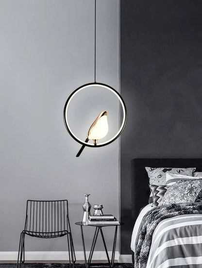 Magpie Pendant Lamp LED Living Room Bedroom Minimalist Elliptical Bedside Chandelier Restaurant Kitchen Circular Lighting Decor