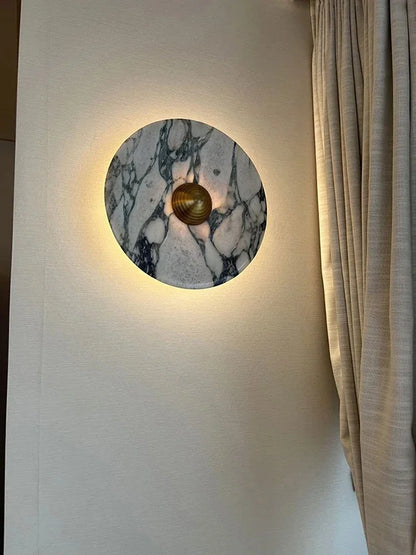 Modern Natural Marble Wall Lamp Round LED Wall Sconce Light Living Room Background Restaurant Bathroom Bedroom Lights Home Decor