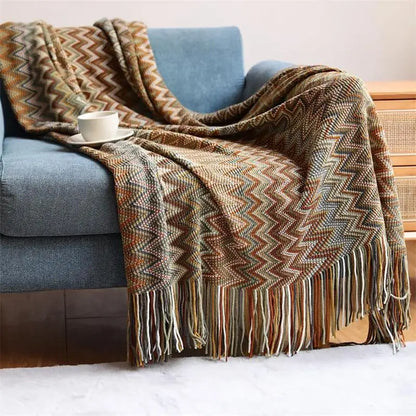 Bohemian Knitted Throw Blankets with Tassels Blankets for Bed Sofa Decorative Blanket Soft Warm Blanket Bedspread Home Decor