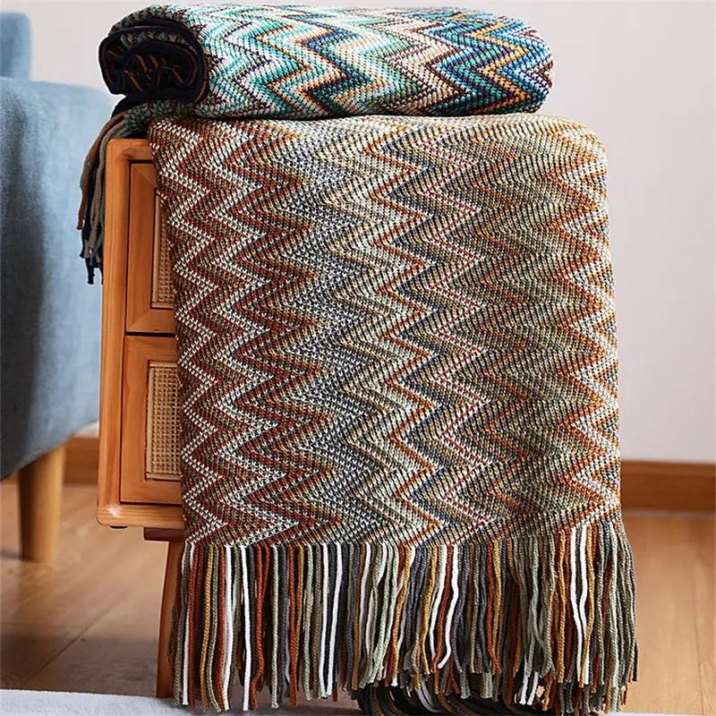 Bohemian Knitted Throw Blankets with Tassels Blankets for Bed Sofa Decorative Blanket Soft Warm Blanket Bedspread Home Decor