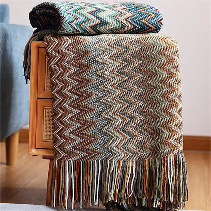 Bohemian Knitted Throw Blankets with Tassels Blankets for Bed Sofa Decorative Blanket Soft Warm Blanket Bedspread Home Decor