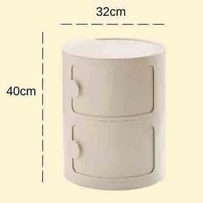 Bedside Table with Drawers Small Round Side Table Storage Cabinet Plastic Side Cabinet Nightstand for Bedroom Living Room