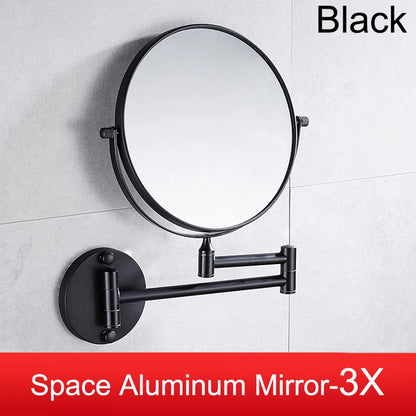 Rose Gold Led Folding Bathroom Mirror Wall Mounted Lighted Home Hotell Bathroom Makeup Mirror 5X Magnifying Plug Bath Mirrors