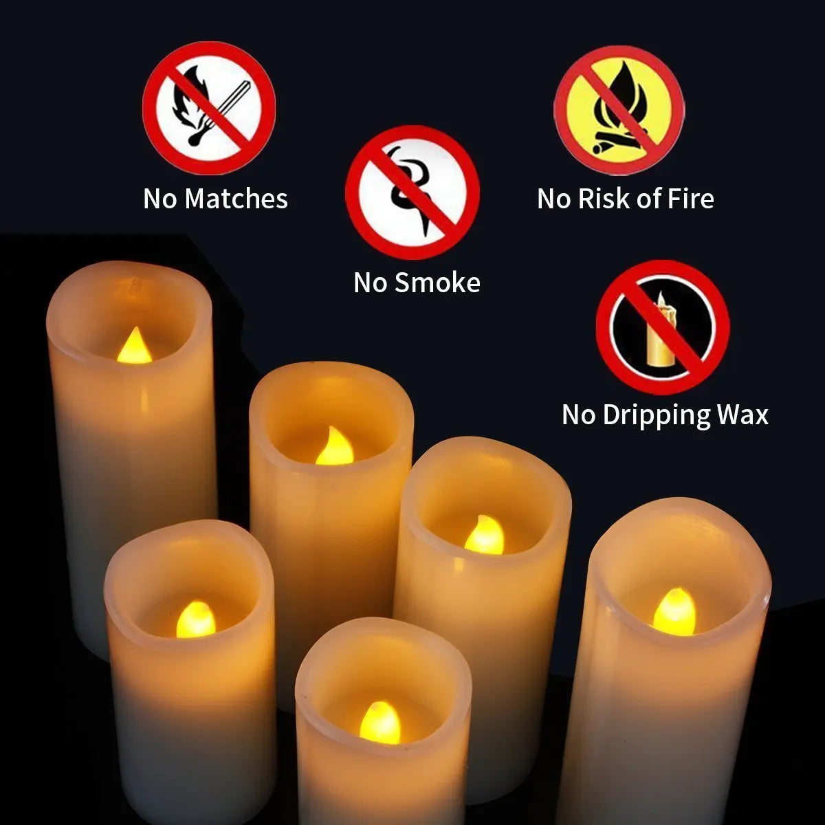 Flameless Flickering LED Candles Battery Operated for Wedding Birthday Party Romantic Ambience Home Decor Warm Light 3D Flame