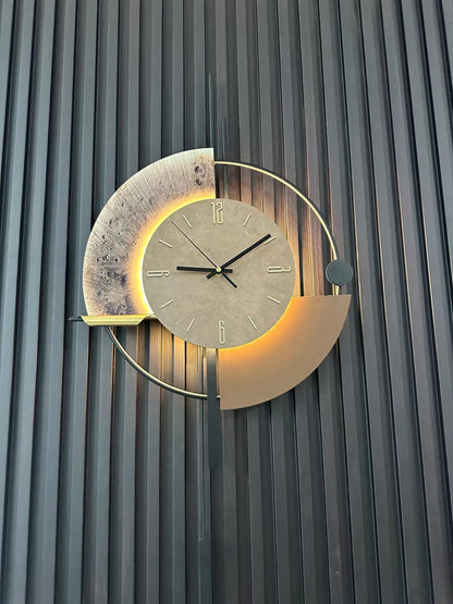 Living Room Wall-mounted Clock TV Background Wall Decoration Porch Wall Clocks with LED Light Home Decoration