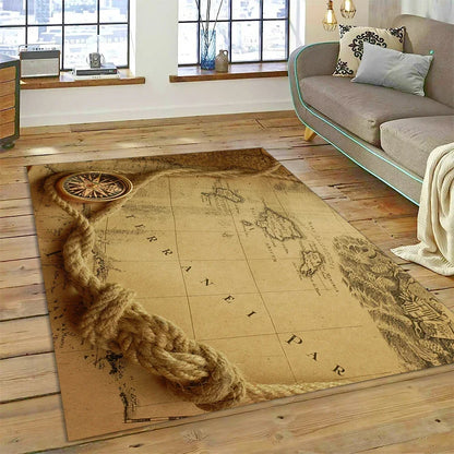 3D Ancient Nautical Chart World Map Compass Carpet Rug for Bedroom Living Room Sofa Decoration,Child Game Large Decor Floor Mat