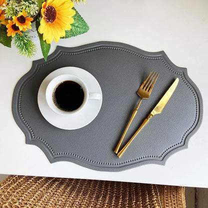 1/4/6PCS Oval Black Gift Placemats Indoor Faux Leather Kitchen Dining Table Pad Luxury Place Mat Tableware Cafe Pad 식탁매트