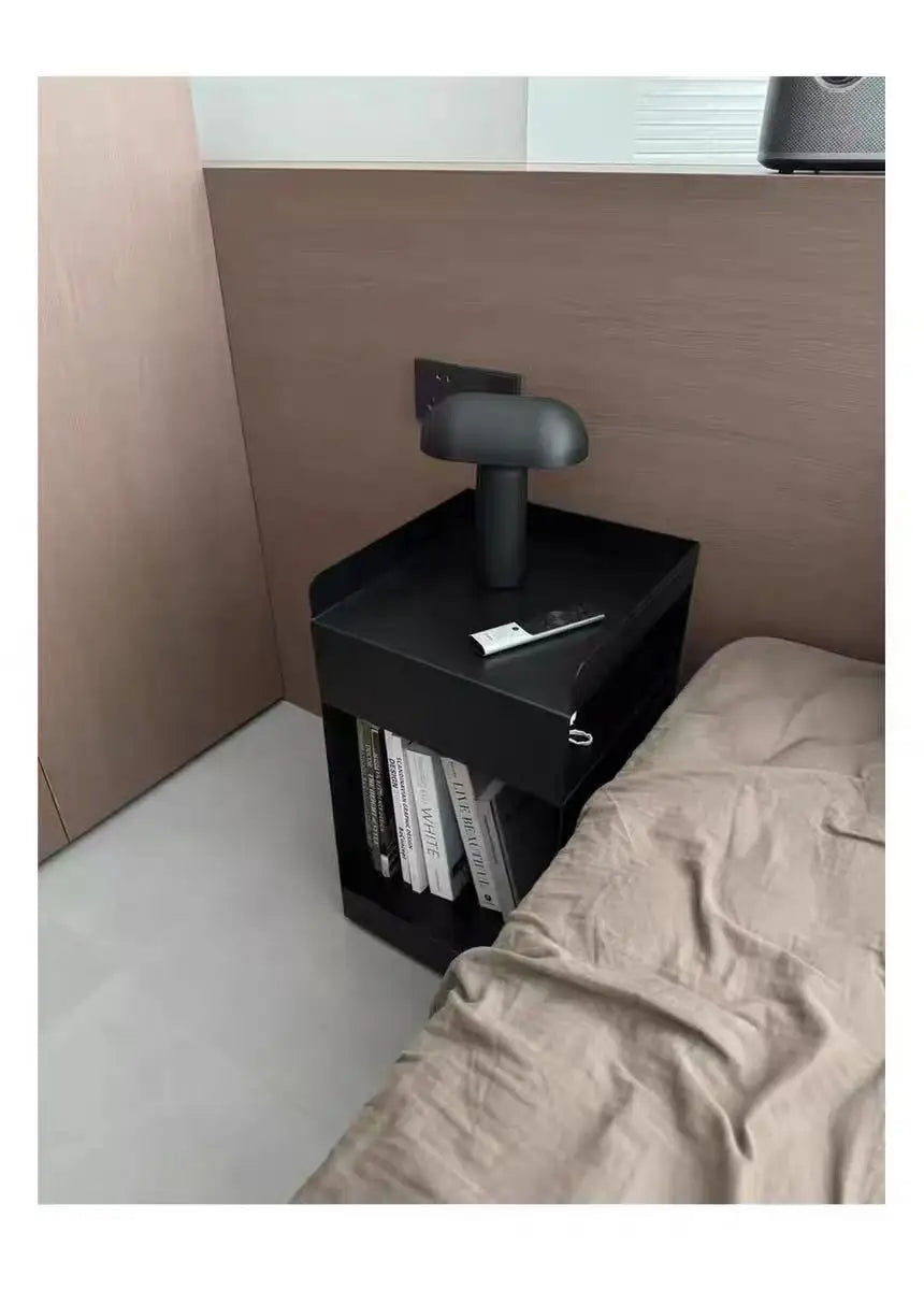 Recessed bedroom and living room bedside table storage cabinet multi-functional bedside cabinet storage unit with wheels