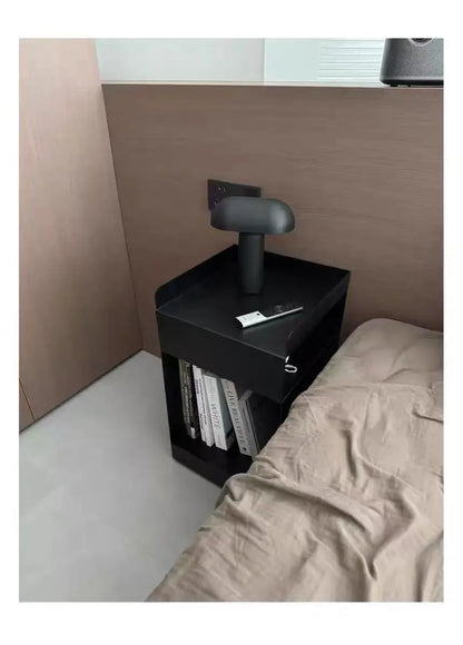 Recessed bedroom and living room bedside table storage cabinet multi-functional bedside cabinet storage unit with wheels