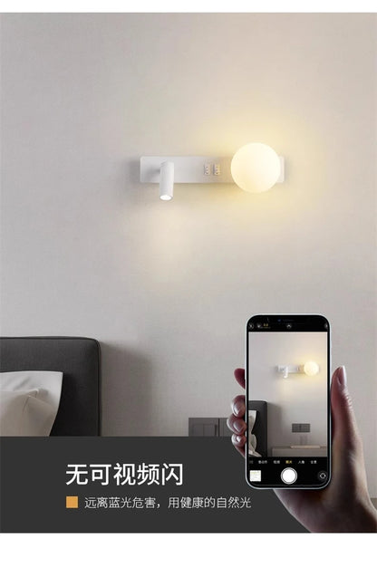 Bedroom Bedhead Reading Light Creative Minimalist LED with Switch Hotel Rooms Study Living Room Background Wall Decorative Light