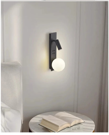 Bedroom Bedhead Reading Light Creative Minimalist LED with Switch Hotel Rooms Study Living Room Background Wall Decorative Light