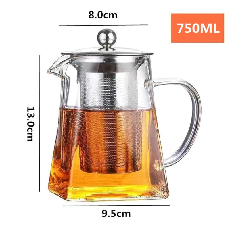 Heat Resistant Glass Teapot with Infuser Tea Kettle Tea Set Samovar Teaware For Loose Tea Home Kitchen Dining Bar