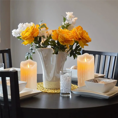 LED Candles, Flickering Flameless Candles,Rechargeable Candle, Real Wax Candles with Remote Control,12.5cm